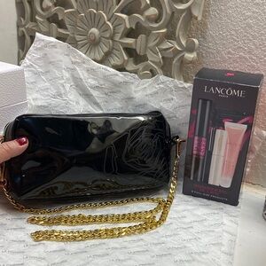 Lancome Black and Gold Clutch with Beauty Set